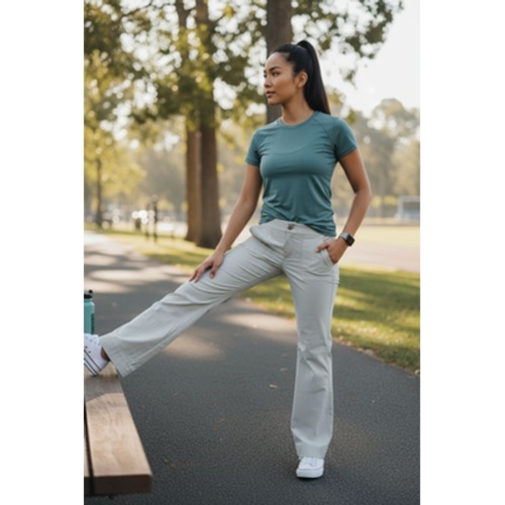 Athleta Pants Womens 6 Light Gray Hiking Outdoor Nylon Stretch Zip Hem 210531